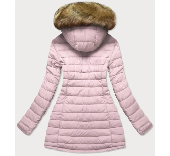 Tmavomodrá a ružová obojstranná dámska zimná bunda s kapucňou (w213) Tmavomodrá a ružová obojstranná dámska zimná bunda s kapucňou (w213)