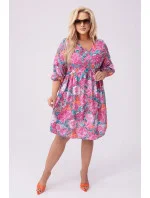 Ružové a zelené dámske letné kvetinové šaty (8276) Ružové a zelené dámske letné kvetinové šaty (8276)