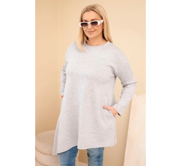 Dámske Plus veľkosť viskózové sukne s voľným strihom a dlhými rukávmi šedá Dámske Plus veľkosť viskózové sukne s voľným strihom a dlhými rukávmi šedá