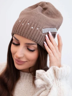 Dámská zimní vlněná čepice s ozdobnými krystalky K399 černá