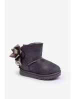 Dětské Teplé Sněhule S mašlí Šedé model 21569900 - Boto Dětské Teplé Sněhule S mašlí Šedé model 21569900 - Boto