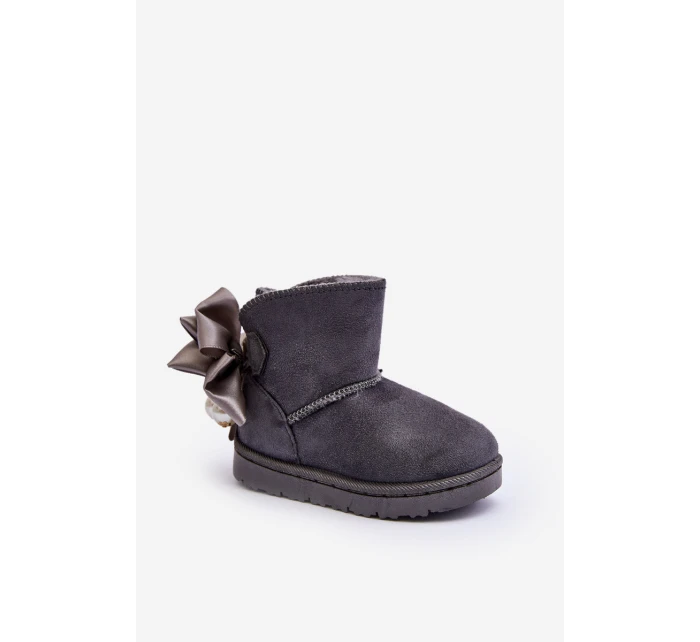 Dětské Teplé Sněhule S mašlí Šedé model 21569900 - Boto Dětské Teplé Sněhule S mašlí Šedé model 21569900 - Boto