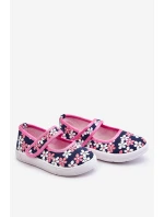 Dziecięce Baleriny W Kwiatuszki Granatowo-Różowe Noah Dziecięce Baleriny W Kwiatuszki Granatowo-Różowe Noah