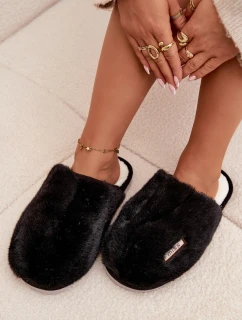 Dámske huňaté papuče - čierne Belinna