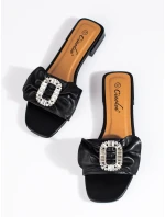 Pěkné černé dámské nazouváky bez podpatku Pěkné černé dámské nazouváky bez podpatku