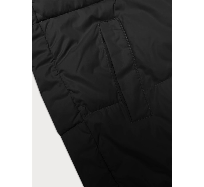 Volná černá dámská bunda s kapucí Miss TiTi (2360)