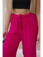 Široké nohavice do pása fuchsiovej farby