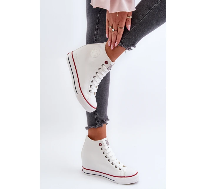 Trampki Damskie Na Koturnie Cross Jeans NN2R4004 Białe