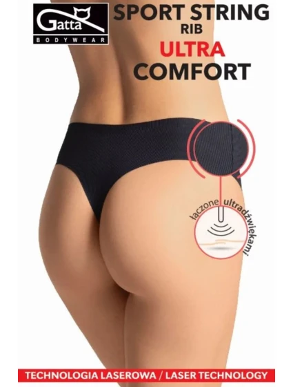 Dámske tangá SPORT STRING RIB ULTRA COMFORT Black - Gatta Dámske tangá SPORT STRING RIB ULTRA COMFORT Black - Gatta