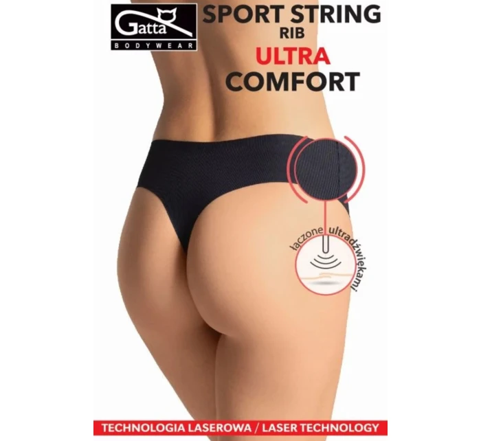 Dámske tangá SPORT STRING RIB ULTRA COMFORT Black - Gatta Dámske tangá SPORT STRING RIB ULTRA COMFORT Black - Gatta