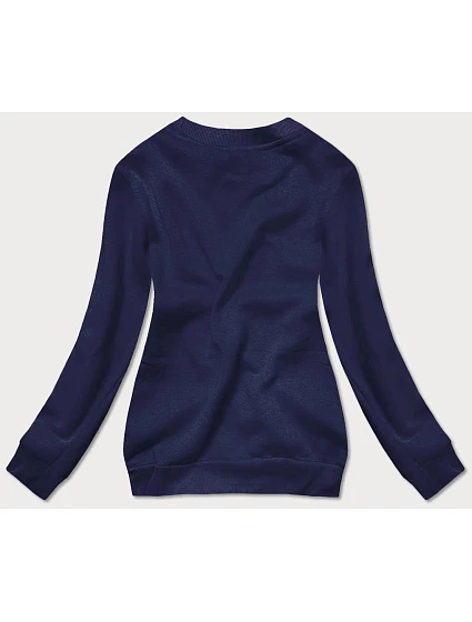 Tmavě modrá dámská tepláková mikina se stahovacími lemy model 17038487 - J.STYLE Tmavě modrá dámská tepláková mikina se stahovacími lemy model 17038487 - J.STYLE