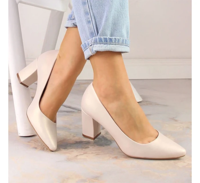 Sergio Leone W SK403C béžové perlové lodičky na podpätku Sergio Leone W SK403C béžové perlové lodičky na podpätku