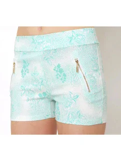 Dámske bavlnené elastické šortky BLACK & FISH zdobené zipsami korálová / mint / béžová - BLACK & FISH
