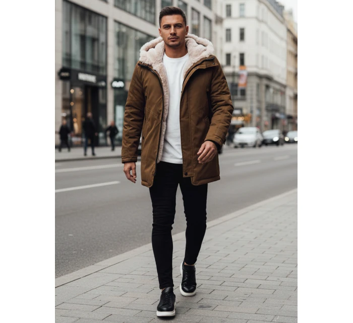 Pánská zimní bunda parka s kapucí tmavě béžová Dstreet model 21995071 - FashionStreet Pánská zimní bunda parka s kapucí tmavě béžová Dstreet model 21995071 - FashionStreet