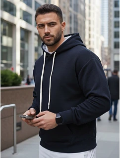 Pánska klokanka s kapucňou tmavomodrá FashionStreet BX5949