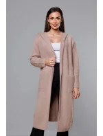 Dlouhý béžový vlněný přehoz přes oblečení typu alpaka s kapucí model 18059173 - MADE IN ITALY Dlouhý béžový vlněný přehoz přes oblečení typu alpaka s kapucí model 18059173 - MADE IN ITALY