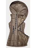 Tmavě béžová dámská vesta s kapucí model 21339612 - S'WEST Tmavě béžová dámská vesta s kapucí model 21339612 - S'WEST