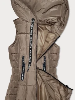 Tmavobéžová dámska vesta s kapucňou S'West (B8226-12)