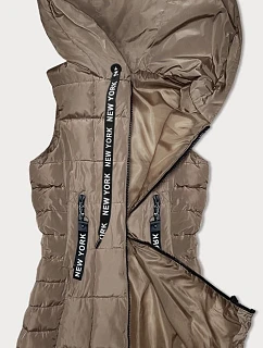 Tmavě béžová dámská vesta s kapucí model 21339612 - S'WEST