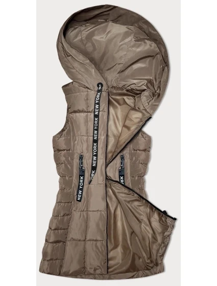 Tmavě béžová dámská vesta s kapucí model 21339612 - S'WEST