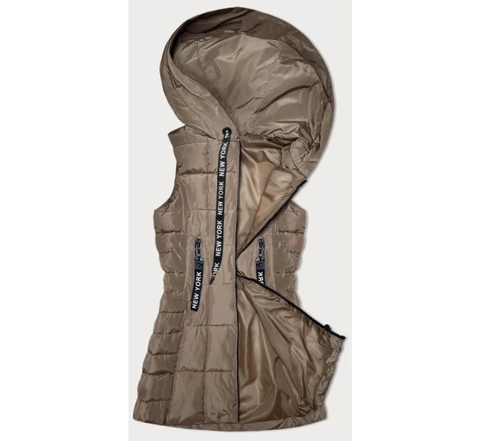 Tmavě béžová dámská vesta s kapucí model 21339612 - S'WEST
