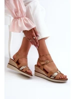 Dámské sandály na klínku s hnědé model 21658024 - EVENTO