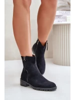 Botky Z Eko Semiše Na Plochém Podpatku Černé model 21676699 - Boto Botky Z Eko Semiše Na Plochém Podpatku Černé model 21676699 - Boto
