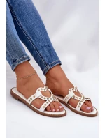 Zdobené Ploché Pantofle Dámské Bílé model 21685812 - Boto