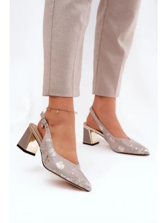 Kožené Dámské Sandály Na Podpatku Se   model 21691268 - VINCEZA