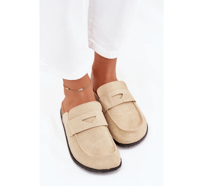 Klapki Chodaki Damskie Na Korkowej Platformie Beżowe Nivalia
