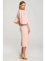 Plášťové šaty s rukávy pudrové model 18004280 - Moe