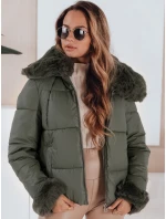 Dámska prešívaná krátka bunda s kožušinou zelená FashionStreet TY5068 Dámska prešívaná krátka bunda s kožušinou zelená FashionStreet TY5068