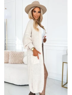 model 21290276 Cardigan svetr s kapsami béžová barva - numoco basic