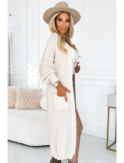 model 21290276 Cardigan svetr s kapsami béžová barva - numoco basic