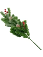 DEKORATÍVNA BOROVICOVÁ VETVIČKA S JAVOROM A ŠIŠKAMI 60CM