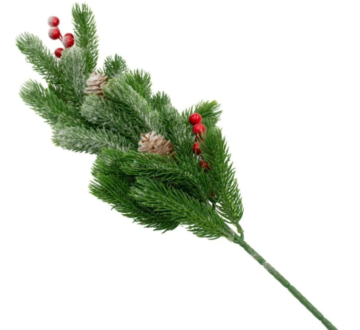 DEKORATÍVNA BOROVICOVÁ VETVIČKA S JAVOROM A ŠIŠKAMI 60CM