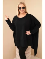 Dámská tunika Plus Size z bavlny s asymetrickým spodním lemem černá Dámská tunika Plus Size z bavlny s asymetrickým spodním lemem černá