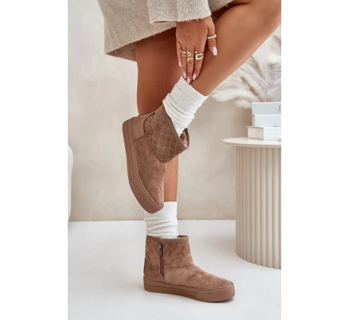 Botki Śniegowce Na Zamek Ocieplane Futerkiem Big Star OO274A524 Beżowe Botki Śniegowce Na Zamek Ocieplane Futerkiem Big Star OO274A524 Beżowe