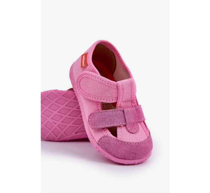 Kapcie Milami Dziecięce Na Rzepy Różowe Reathiana