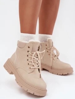 Trapery Damskie Ocieplane Futerkiem Na Zamek Jasnobeżowe Tharika