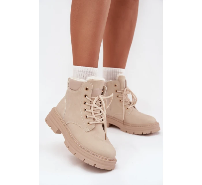 Trapery Damskie Ocieplane Futerkiem Na Zamek Jasnobeżowe Tharika