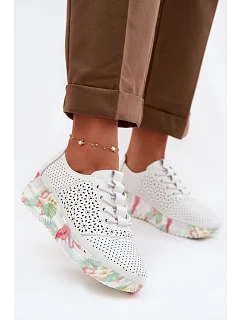 Semišové Ažurové Dámské Polobotky model 22074685 Béžové - VINCEZA