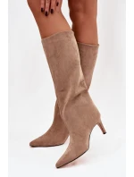 Dámske čižmy na podpätku Olivienne - béžové Dámske čižmy na podpätku Olivienne - béžové