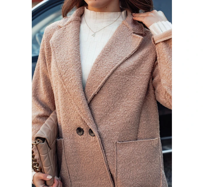 Dámsky nadrozmerný dlhý kabát BARALITE z jahňacej kože béžovej farby FashionStreet NY0710 Dámsky nadrozmerný dlhý kabát BARALITE z jahňacej kože béžovej farby FashionStreet NY0710