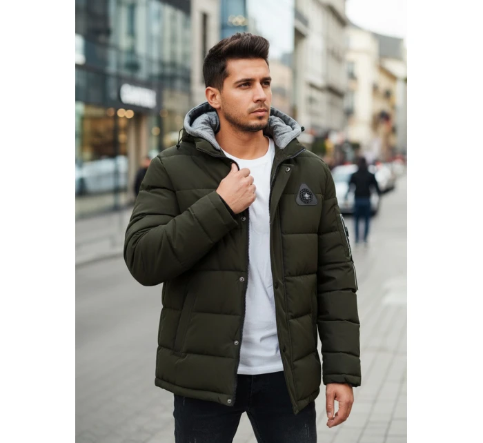 Pánská zimní bunda s kapucí zelená Dstreet model 21993605 - FashionStreet