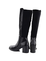 Dámské kozačky na podpatku s elastickým černé, model 22388587 - VINCEZA Dámské kozačky na podpatku s elastickým černé, model 22388587 - VINCEZA