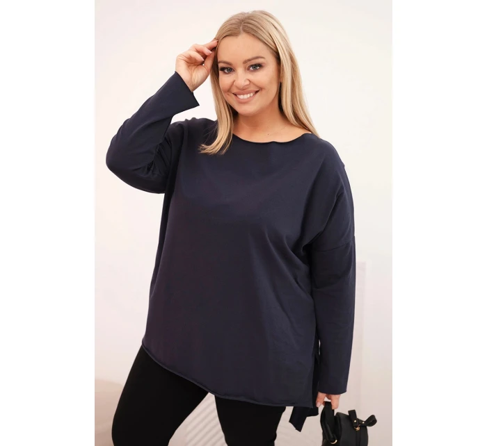 Dámská bavlněná blůza Plus Size asymetrická s dlouhým rukávem model 21798649 - K-Fashion Dámská bavlněná blůza Plus Size asymetrická s dlouhým rukávem model 21798649 - K-Fashion