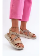 Lehké Dámské Pohodlné Sandály Na Suchý Zip Beige model 21661191 - EVENTO Lehké Dámské Pohodlné Sandály Na Suchý Zip Beige model 21661191 - EVENTO