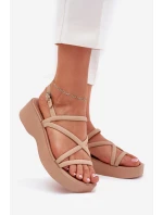 Dámské Sandály Na Platformě S Pásky Béžové model 21702591 - Boto