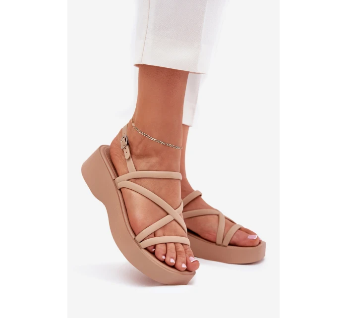 Dámské Sandály Na Platformě S Pásky Béžové model 21702591 - Boto